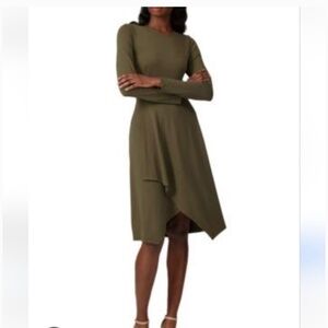 Day-to-night dress, stretchy olive green